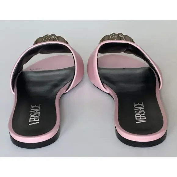 VERSACE Medusa Women's Rose Sandals 7 US (37 Euro) 1009428 Spain NIB $850 - Picture 7 of 13